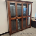 Large Wood and Glass 8 Door Trophy Display Showcase 78x14x88